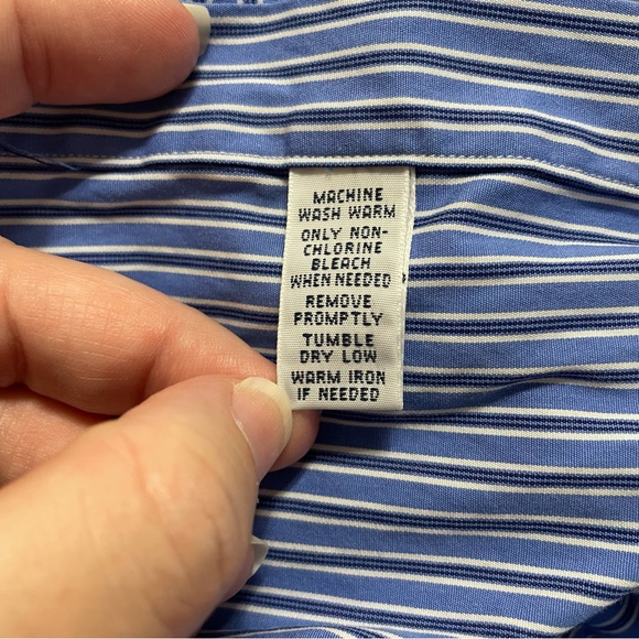 Ralph Lauren Classic Fit Blue Striped Button Down Men's Size 21 36/37 Tall - Picture 10 of 10